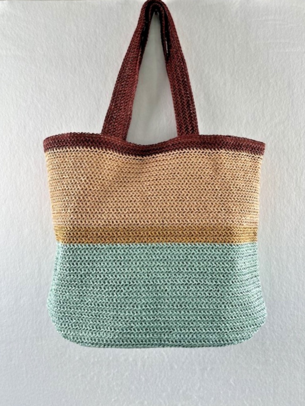 Comfort Zone Sun Soul Crocheted Raffia Beach Bag Tote & Matching Pouch NWOT